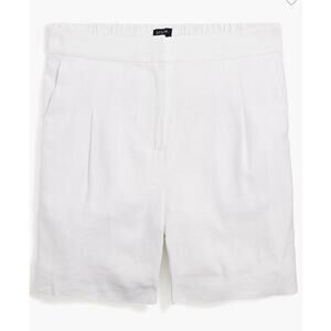 J.Crew Pleated Linen-blend Short With Elastic Waist White size 8 NWT